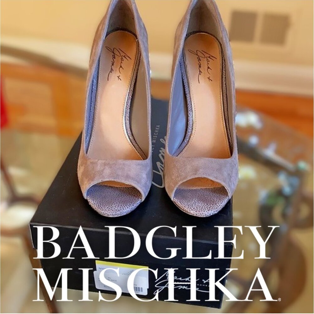 BADGLEY MISCHKA Mark + James "Dimitri" Suede Open Toe Pump
